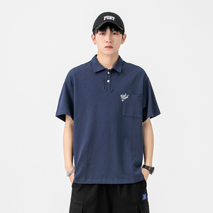 2026夏季新款男装日系基础款白色字母刺绣POLO衫短袖T恤PL36-F60图片
