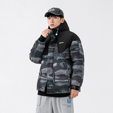 2026冬季新款男日系花色拼接撞色连帽棉服外套休闲棉衣MY258-F195，男装棉衣，电商A101（原外27）