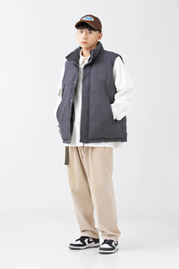 2026冬季新款男装日系潮流宽松纯色加厚棉服马甲外套MJ16-F165图片