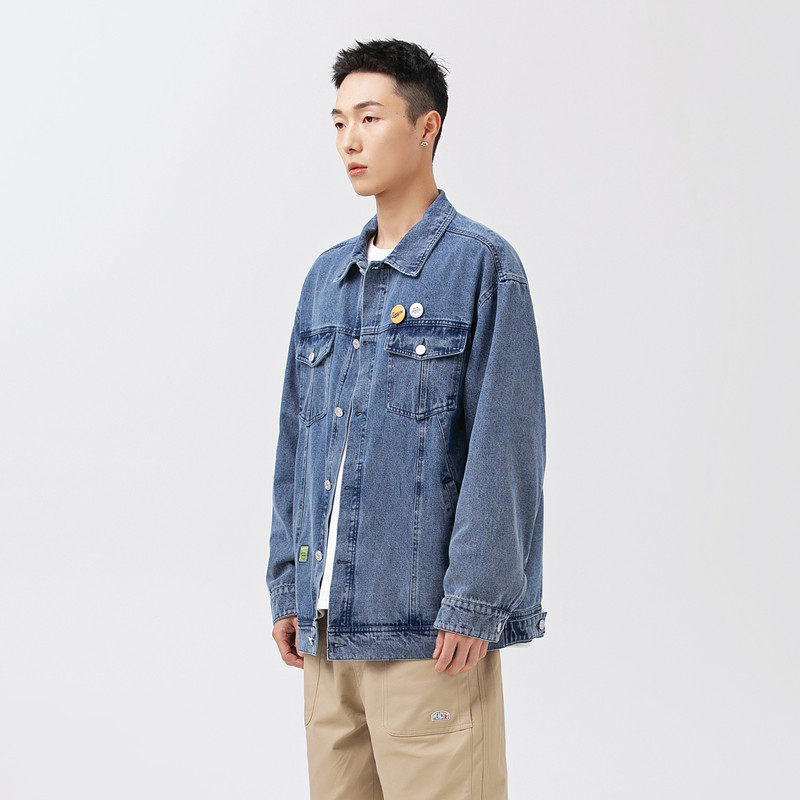 2026春季新款男装日系复古水洗翻领宽松牛仔外套夹克JK378-F135图片
