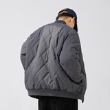 2026冬季新款男装日系潮流菱形格棒球领棉服加厚外套MY336-F175，男装棉衣，电商A101（原外27）