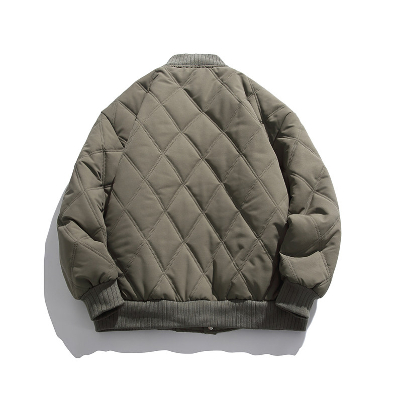 2026冬季新款男装日系潮流菱形格棒球领棉服加厚外套MY336-F175,男装棉衣,电商A101（原外27）