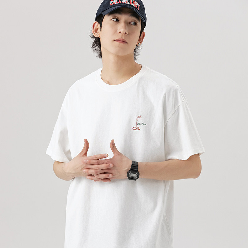 2026夏季新款男装日系原创后背卡通猫咪印花短袖宽松T恤T808-F40,男装T恤,电商A101（原外27）