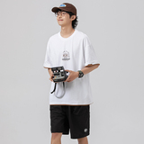 2026夏季新款男日系潮牌人文风景印花假两件短袖宽松T恤T822-F45，男装T恤，电商A101（原外27）