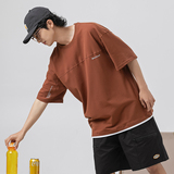 2026夏季新款男日系原创字母印花假两件短袖纯色宽松T恤T830-F45，男装T恤，电商A101（原外27）
