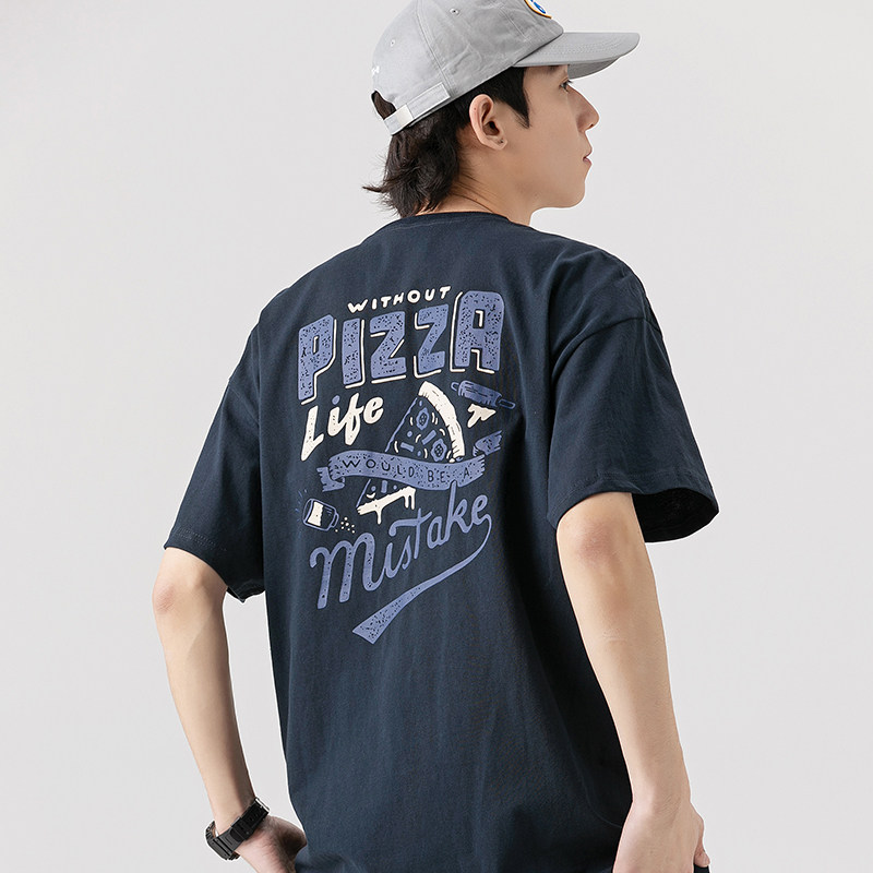 2026夏季新款男装日系潮牌后背趣味字母印花短袖宽松T恤T798-F38,男装T恤,电商A101（原外27）