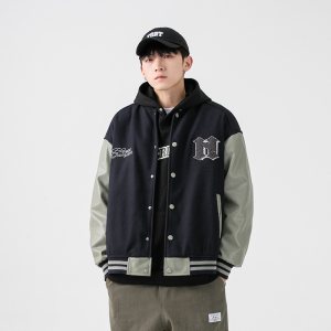 2026春季新款男装日系撞色拼接字母刺绣棒球服外套夹克JK292-F145图片