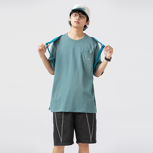 2026夏季新款男装日系潮牌纯色圆领宽松短袖休闲T恤半袖T836-F43,男装T恤,电商A101（原外27）,瑞金市象湖镇徐能来男装店