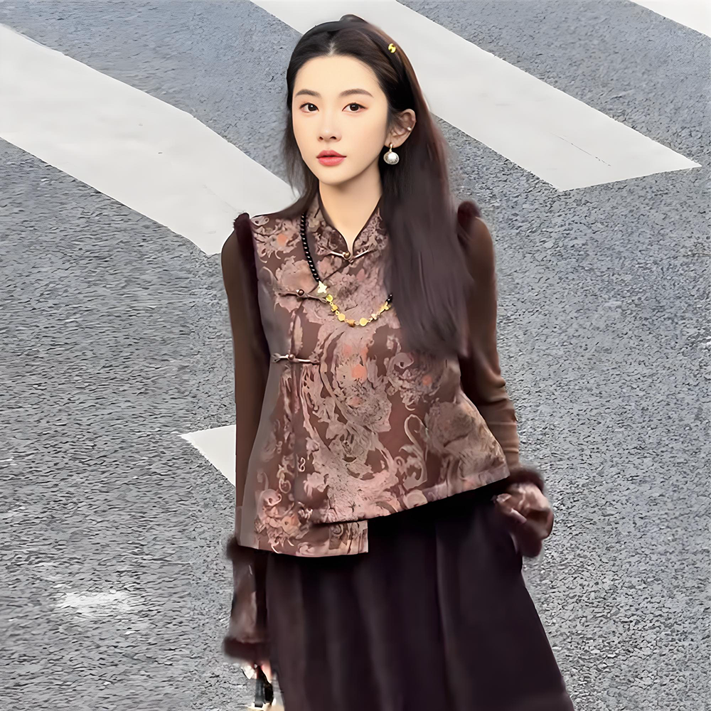 新中式国风秋冬时尚百搭无袖夹棉马甲背心女气质立领加厚保暖马夹,女装/女士精品,马夹,淘宝优惠券,粉丝福利购,淘宝优惠卷