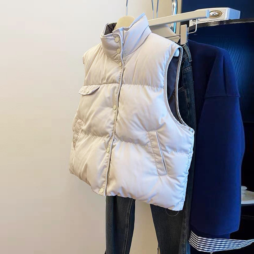 正反双面穿拉链棉服马甲女2026秋冬加厚保暖无袖坎肩背心马夹外套