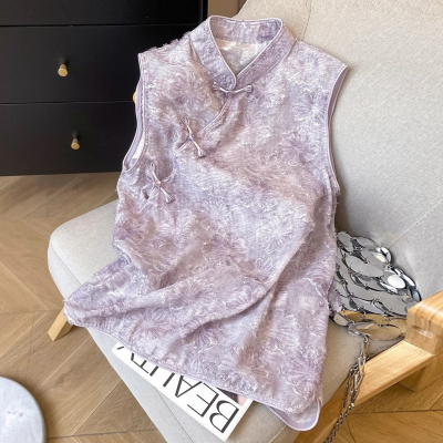 新中式立领斜襟盘扣无袖改良旗袍