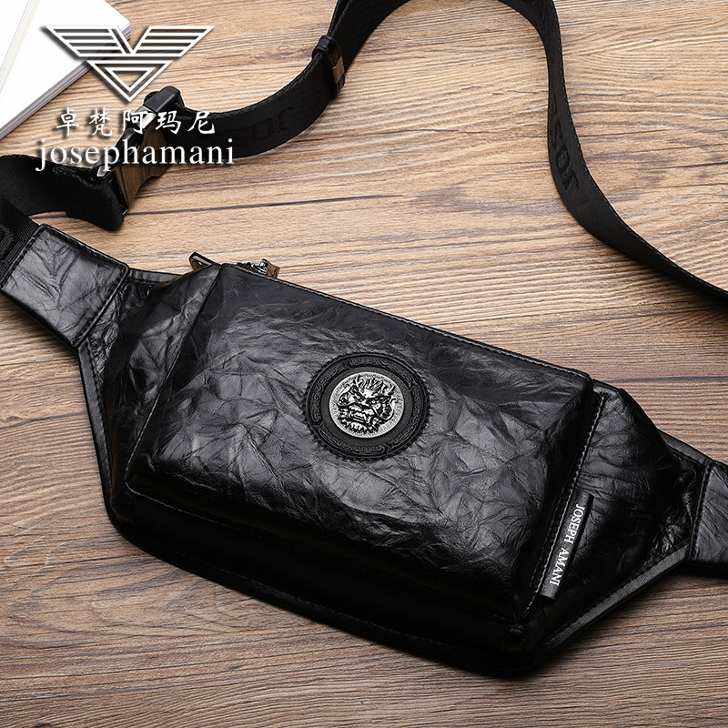 卓梵 阿玛尼男士腰包潮牌2020新款时尚多功能胸包真皮单肩斜挎包