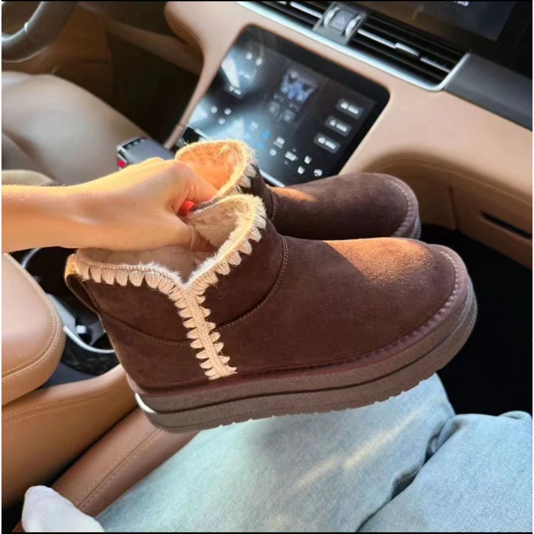 米女鞋雪地靴女靴加毛厚底25冬款女鞋时尚百搭韩版潮鞋舒适保暖