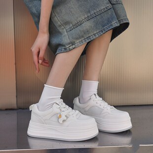 艾模儿夏季皮配网透气小白鞋网面厚底百搭板鞋女鞋时尚百搭舒适