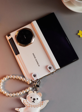 适用华为matexts手机壳折叠屏新款高级质感白色皮纹双中轴全包保护套XTs非凡大师三折叠时尚防摔男女轻奢外壳