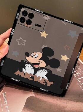 适用小米mixfold4手机壳新款防摔黑色星星米奇mixfold3折叠屏卡通MIX皮套fold4美式翻盖保护套fold3女款2