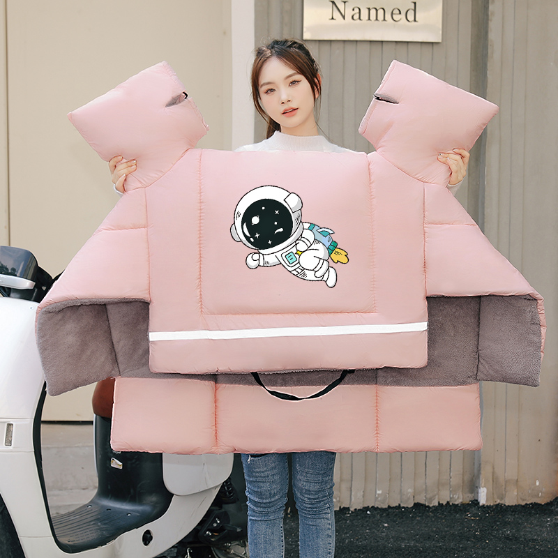 电动车风被加绒梵正保暖连体秋冬