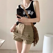 半身裙包臀裙裤防走光美式辣妹牛仔短裙复古卡其色女工装高腰a字