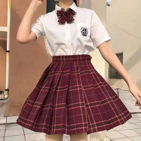 正版短衬衫一刀百褶裙皓海jk制服套装全套温柔格裙日系学院风原创