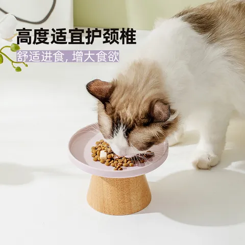 罐头防颈椎猫碗餐盘小狗猫咪陶瓷高低脚食盆防翻宠物猫粮冻干零食