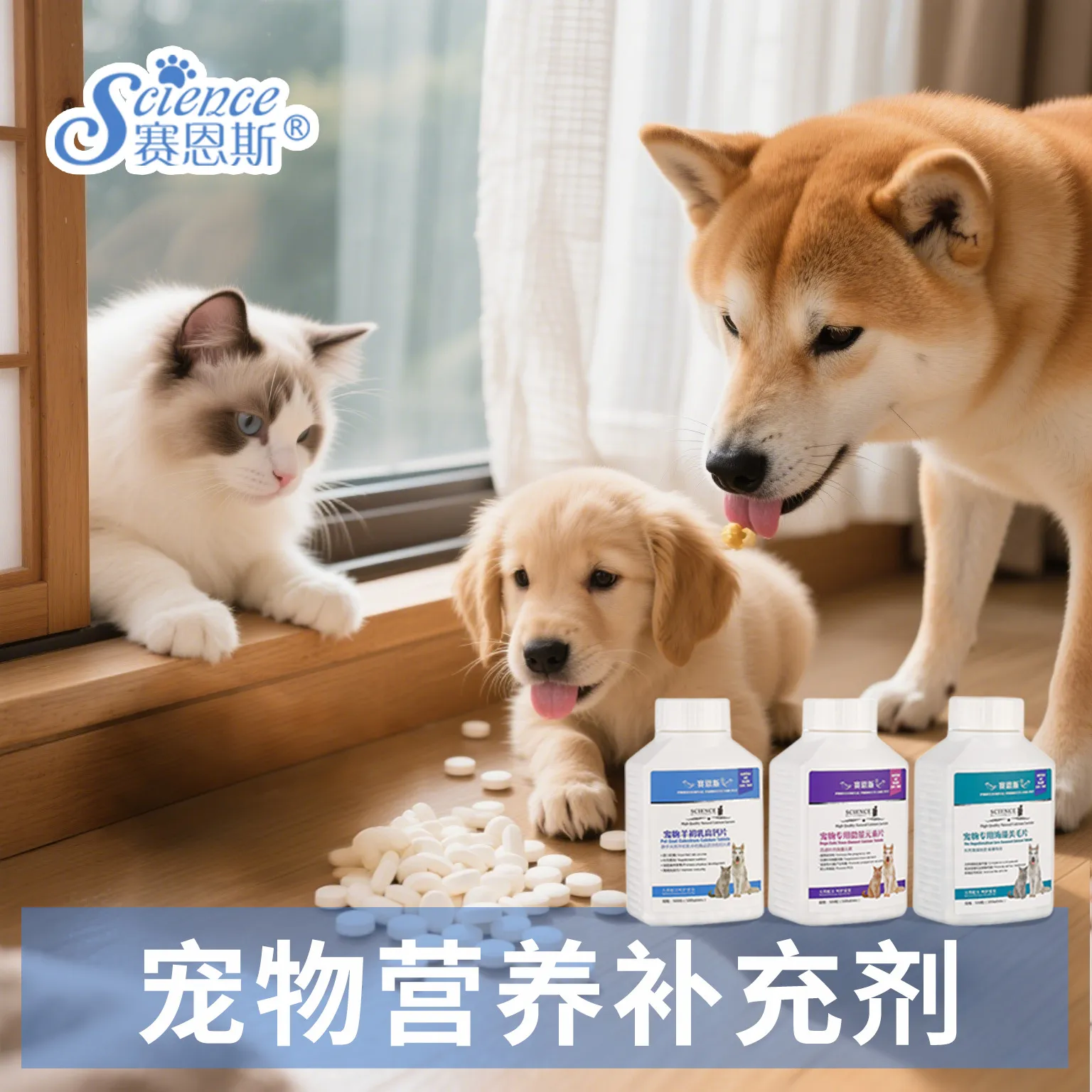 包邮赛恩斯盒装宠物羊初乳高钙片微量元素美毛钙片营养品狗狗用品