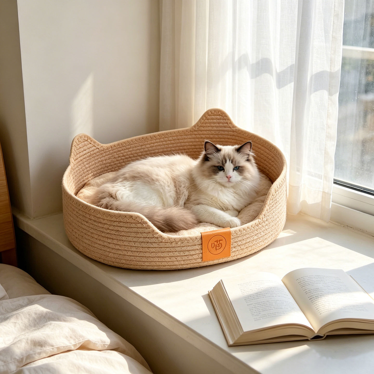 藤编猫窝一体猫抓板四季通用宠物床窝耐抓耐磨编织窝可水洗不掉屑