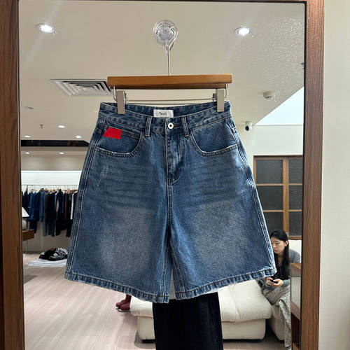 夏季薄款高腰阔腿显瘦牛仔五分裤
