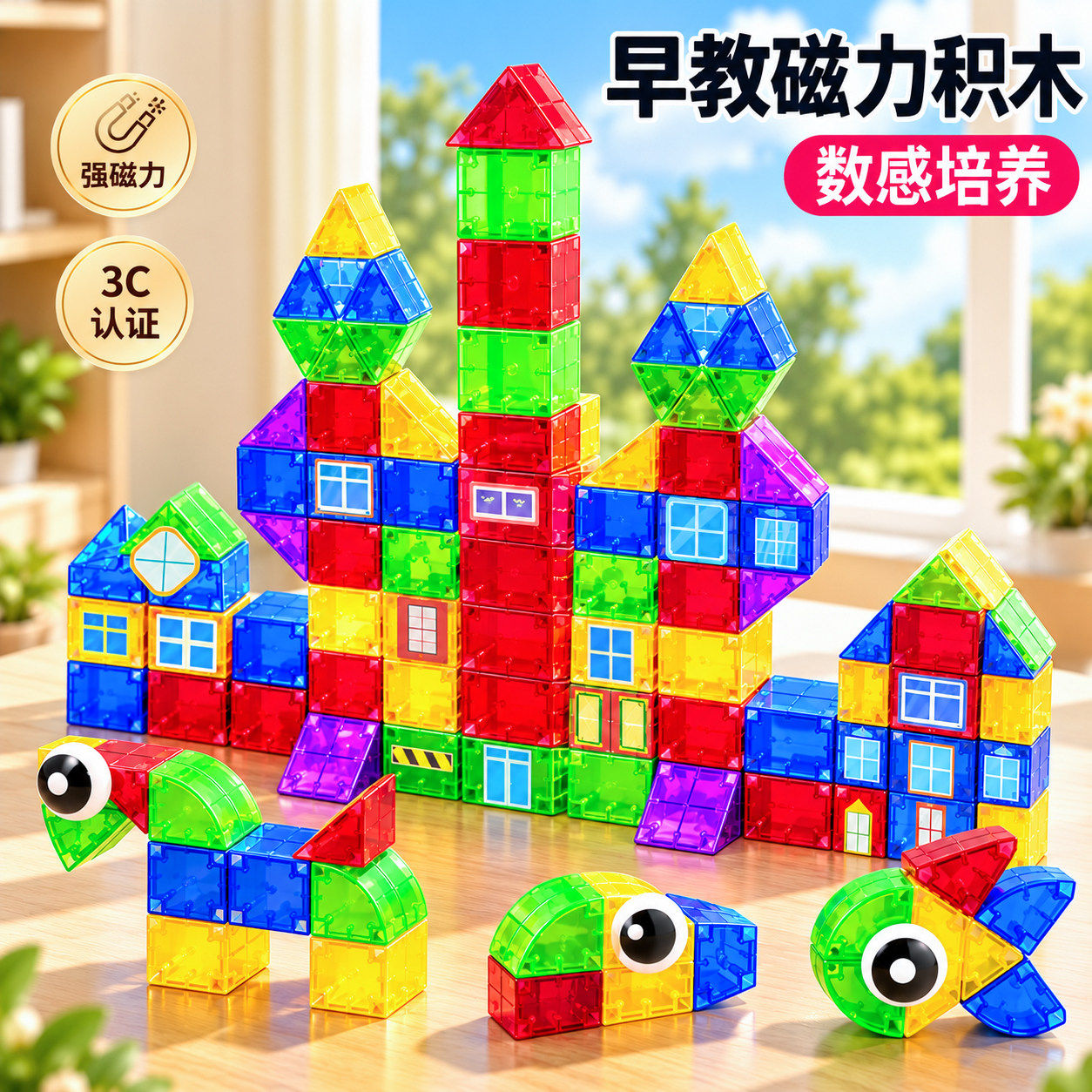 儿童便携磁力积木大颗粒益智拼装