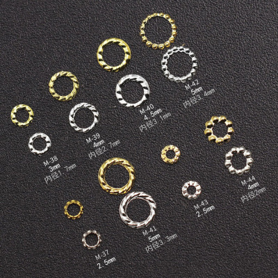 diy镂空麻花圆圈美甲铆钉贴片