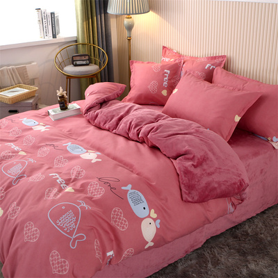 a类母婴级加厚猫感牛奶绒被套单件冬季保暖珊瑚绒法兰绒被罩双人