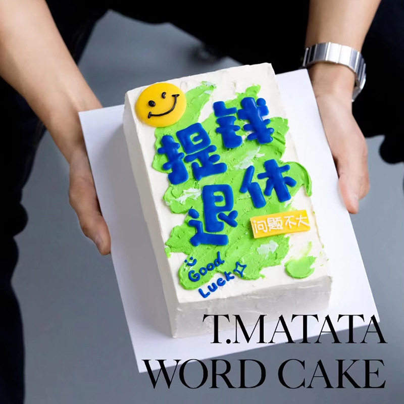 提前退休提钱退休网络流行语网红简约生日蛋糕装饰软胶文字父亲节