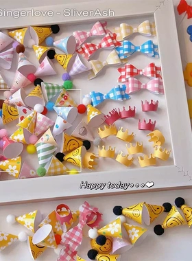 韩式小帽子装饰插卡摆饰卡通迷你韩风装扮小mini成品小生日帽盒装