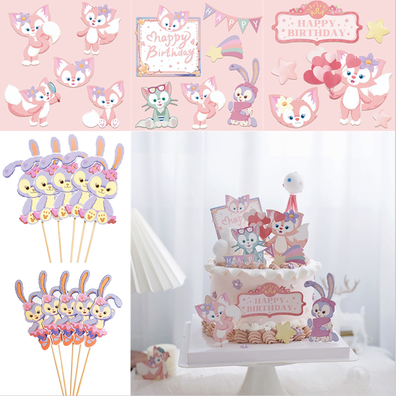 可爱小狐狸粉色网红插牌