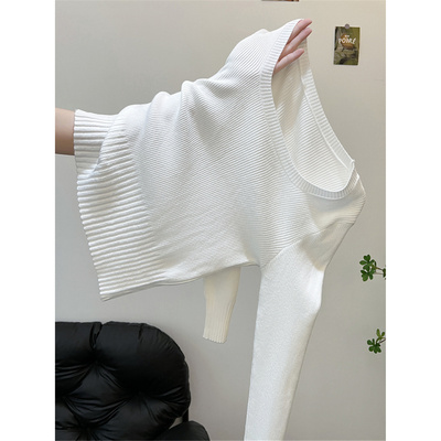 方领针织衫女春秋冬季新款韩系修身收腰短款长袖上衣内搭打底毛衣