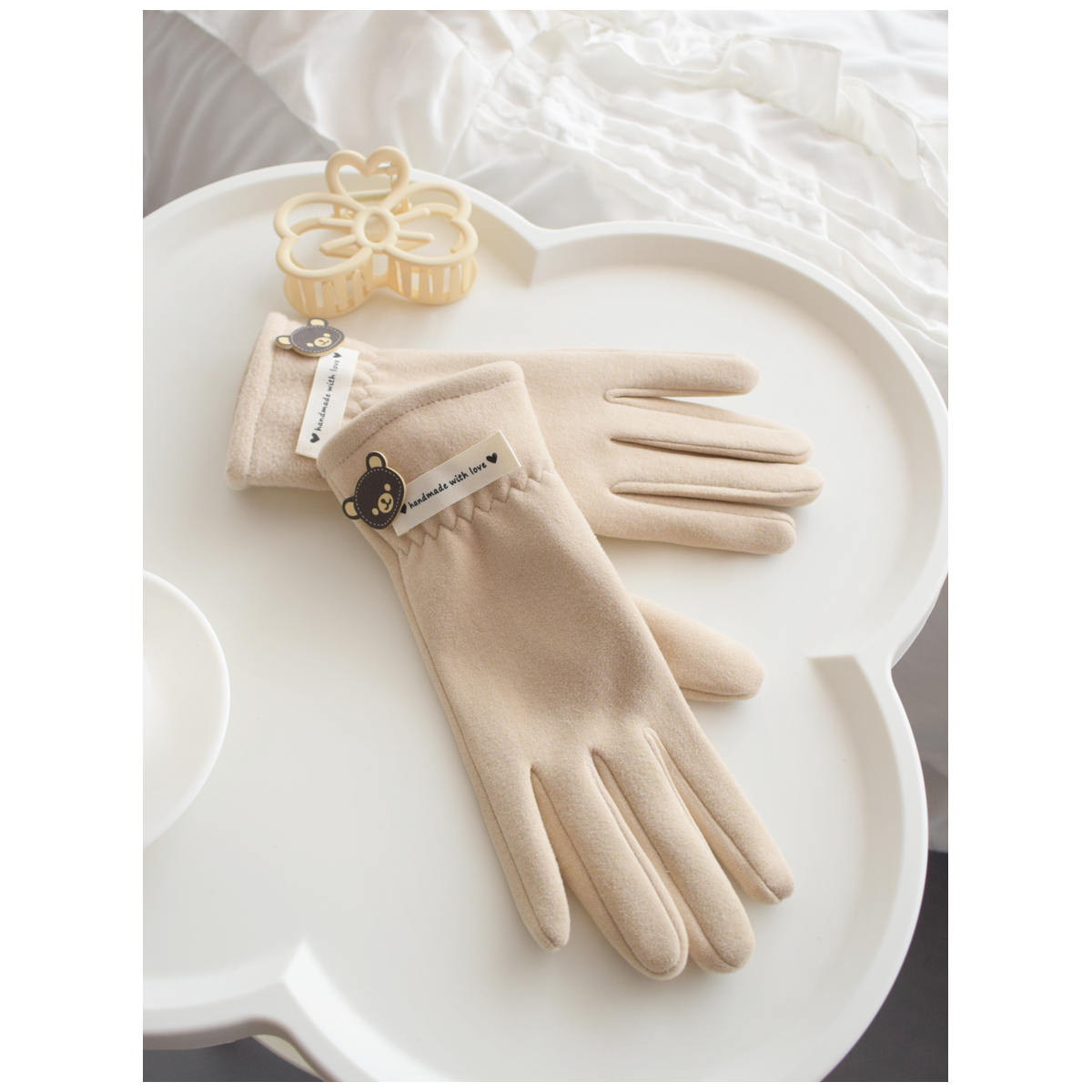 保暖手套女冬天防寒加绒户外骑车薄款德绒可触屏电动车防风春秋天