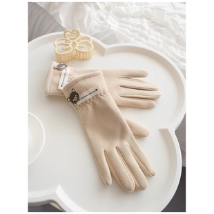 保暖手套女冬天防寒加绒户外骑车薄款 德绒可触屏电动车防风春秋天