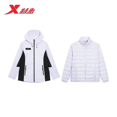 特步三防风衣女2025冬季新款