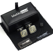 钉男法式 纽扣Cufflinks 滴油金色字母D袖 扣袖 盒装 时尚