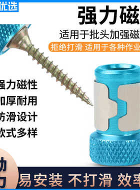 利辉优选金色蓝色红色批头加磁环批头充磁圈全金属螺丝到头加磁器