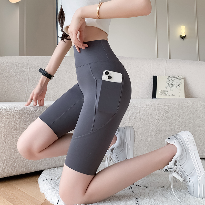 Five point Shark Pants Women's Summer Thin Outwear High Waist Tight Tight Tight Abdominal Lift Hip Riding Yoga Safety Bottom Shorts (1627207:28334:Color classification:grey;20509:28317:size:XL)