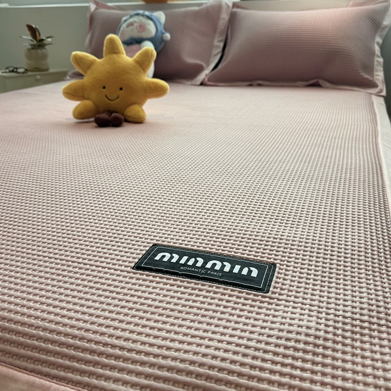 A类母婴级简约粉色华夫格冰豆豆凉席夏天2025新款可机洗冰丝软席,床上用品,冰丝席,淘宝优惠券,粉丝福利购,淘宝优惠卷