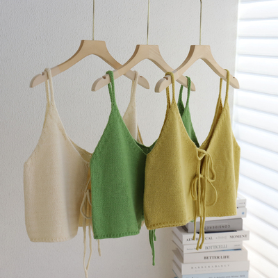 复古洋气无袖针织背心女短款