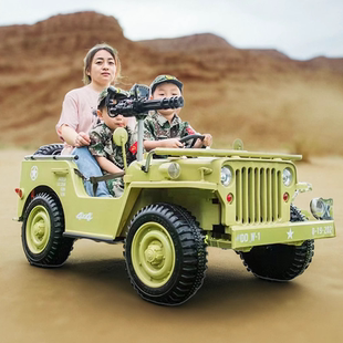 威利斯军吉普儿童电动车遥控双人超大四轮越野玩具车儿童可坐人