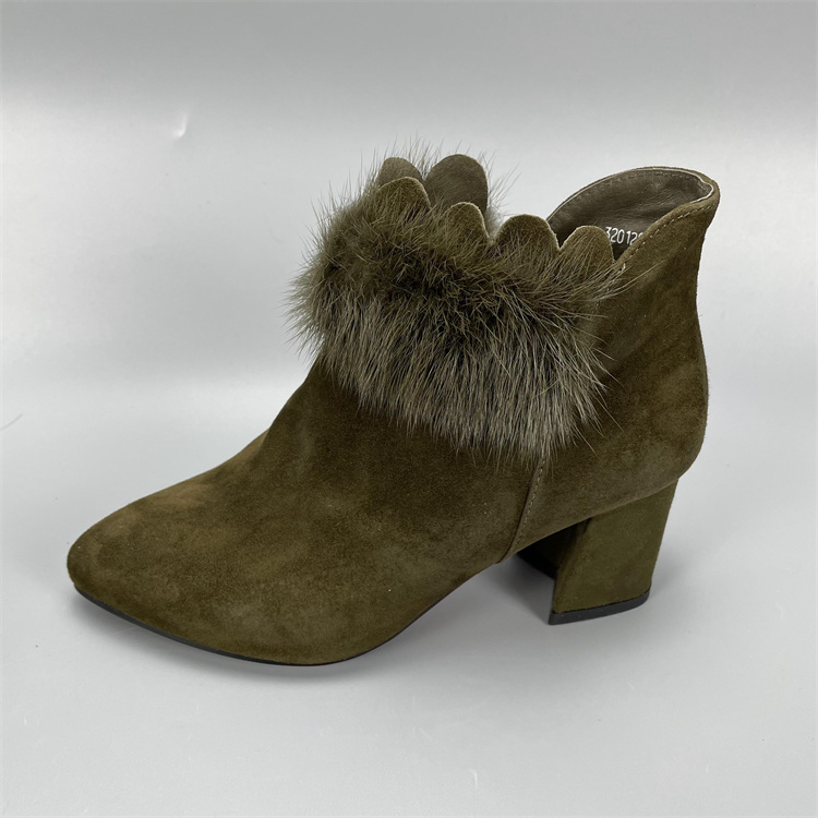 其他时尚尖头粗高跟女短靴