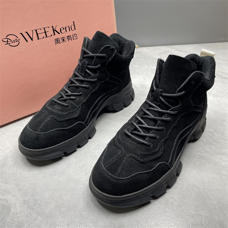 其他厚底细带高帮工装鞋