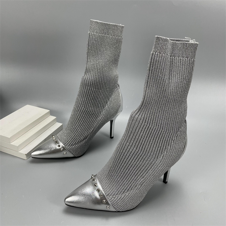 其他细高跟织物时尚中筒靴