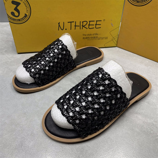 断码处理小码35码外穿拖鞋女夏2024年新款时尚平底仙女风一字凉拖