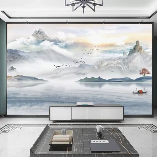 3d电视背景墙山水壁纸墙纸背景墙