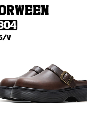 BOSITU【HOR】百年系列新款霍尔文皮2304厚底增高百搭外穿半拖鞋