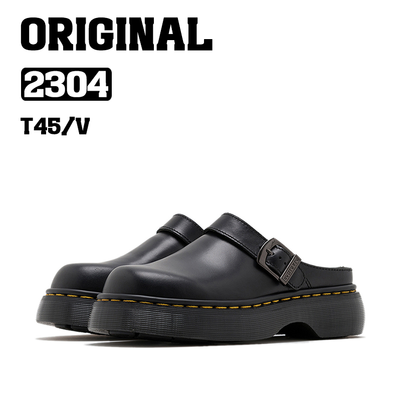 BOSITU【ORG】原创系列新款2304厚底油皮美式复古增高外穿半拖鞋